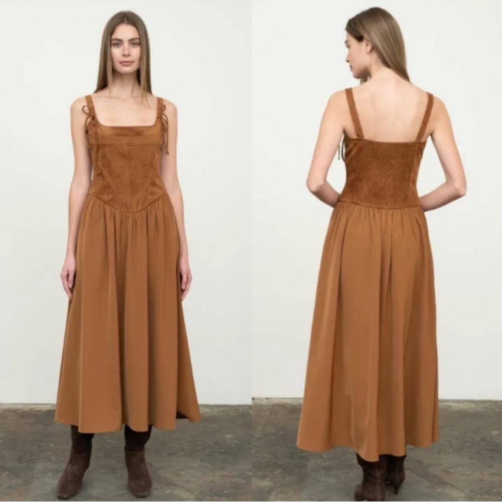 Moon River Tan Maxi Dress